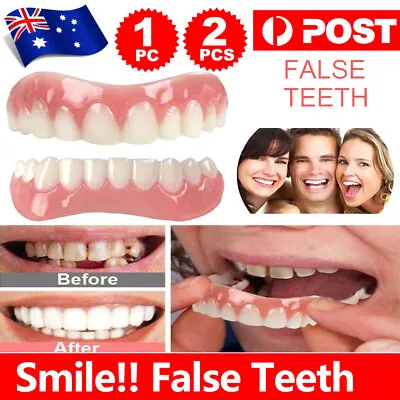 Snap On Bottom /Upper Lower False Teeth Dental Veneers Dentures Fake Tooth .w • $15.74