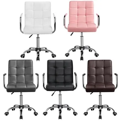 Office Chair Stylish PU Leather Mid-Back Task Chair Adjustable Height Used • $32.99