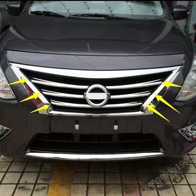 Chrome Front Grille Grill Cover Trim For Nissan VERSA SEDAN 2015 2016 2017 2018 • $23.17