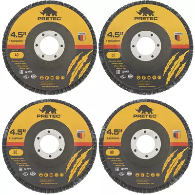 £68.99 • Buy Pretec Flap Grinding Sanding Discs 115mm 4.5  40 60 80 120 Grit Angle Wheel
