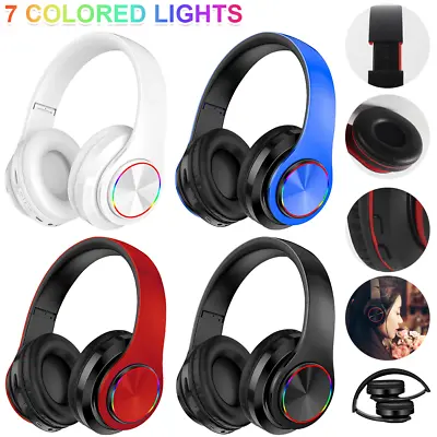 Wireless Bluetooth 5.1 Headphones Noise Cancelling Over-Ear Stereo Earphones • £8.49