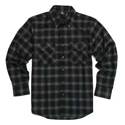 YAGO Men's Casual Plaid Flannel Long Sleeve Button Up Shirt Black/H1 (S-5XL)  • $32.99