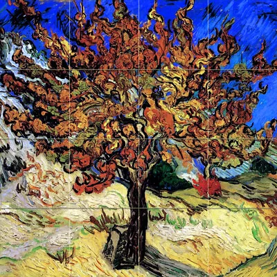 24 X 24 Art Van Gogh Mulberry Tree Mural Ceramic Backsplash Tile #1384 • $234.78