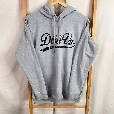 Decjuba Hoodie Womens Large Grey Deja Vu Pullover Drawstring • $19.95