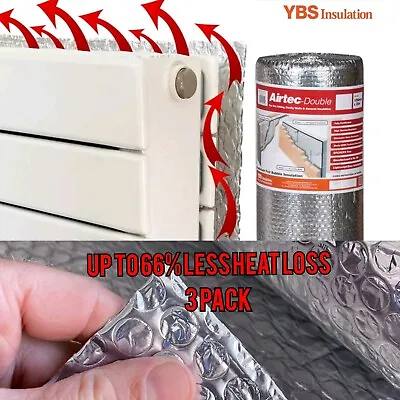 Radiator Foil Reflector 3 Pack Triple Layer Insulation YBS Tested Energy Saving • £14.99