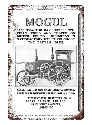 Farm Equipment Advert Autocar 1917 Mogul Tractor International Harvester Tin Sig • $15.86