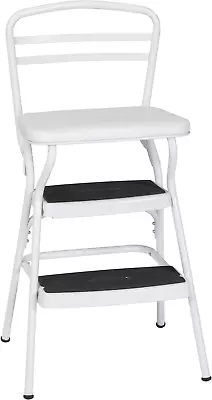 Stylaire Retro Chair + Step Stool With Flip-Up Vinyl Seat White • $70.99