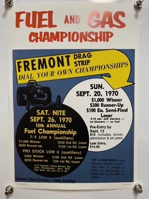 Vrhtf Nhra Cool Vintage Style  Fremont Fuel&gas Championships  14  X 20  Poster • $59.99