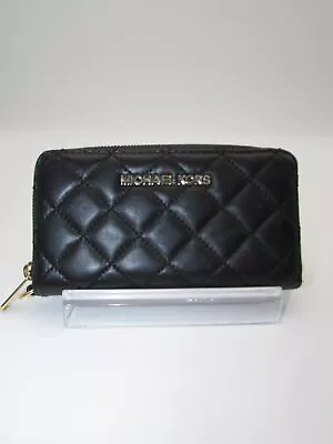 Michael Kors Susanna Black Quilted Leather Tech Wristlet Handbag Purse • $19.99