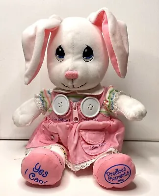 PRECIOUS MOMENTS Bunny Rabbit Plush 2003  Teaching Skills- Zip Snap Tie… 13” • $14