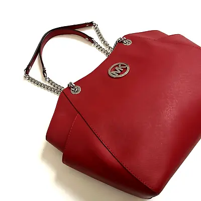 NWOT Original Michael Kors Jet Set Large Chain Tote Shoulder Bag Cherry Red • $88.95