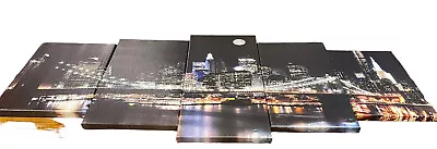 5 Pieces Canvas Wall Art Poster Print Modern City Night Painting Home Decor  • $10.99