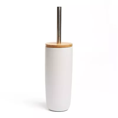 AAMEN Toilet Brush & Holder With Bamboo Lid Ceramic & Bamboo Toilet Cleaner • £15.99