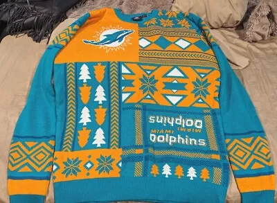 NFL Gear Miami Dolphins Patches Ugly Sweater Green Large  • $19.99