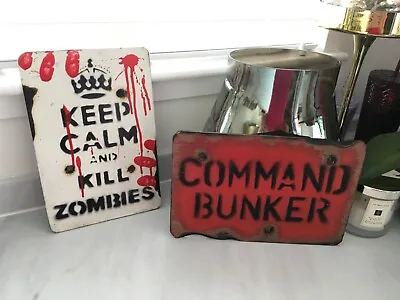 Keep Calm And Kill Zombies Novelty Wooden Halloween Man Cave Signs X2 • £10