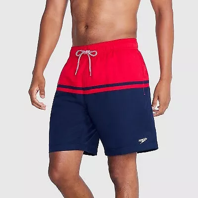 Speedo Men's 7  Colorblock Swim Shorts - Red/Blue M • $13.99