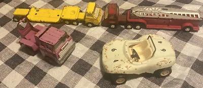 Vintage Tonka Red Fire Ladder Truck  1970 Yellow Semi Marx Cement Dune Buggy Lot • $35