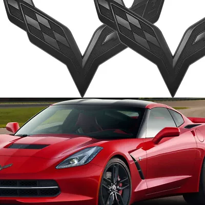 2PCS Black Cross Flag Symbol Emblem For Corvette C7 Front&Rear Badge 2014-2019 • $19.99