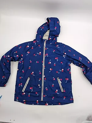 Hanna Andersson Girls Size 12 Full Zip Spring Jacket Cherries Flowers Blue Red • $19.99