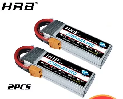 2PCS HRB 2S 3S 4S 5S 6S Lipo Battery 7.4V 11.1V 14.8V 22.2V 2000mah 5000mah 6000 • £189.99