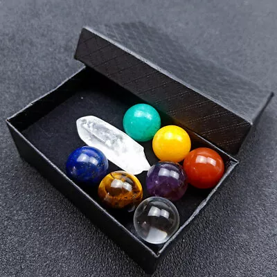 7PCS Chakra Stone Sphere Ball Healing Natural Hexagonal Crystal With Box • $8.69