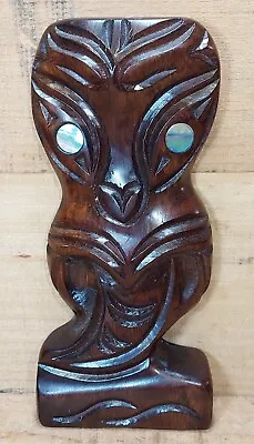 Maori Tiki Vintage Wood Statue Carving New Zealand 7 1/2  Tall B10 • $29.80