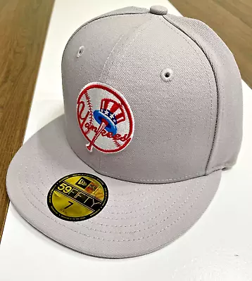 Mens New Era NY Yankees Gray Deck Fitted Size 7 59FIFTY Snapback Hat Cap • $21.24