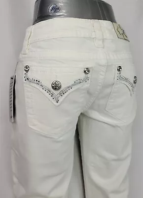 Miss Me Boot White Mid Rise Slim Fit Women's Denim Jeans 23 X 33.5 E3367B2L • $33.60