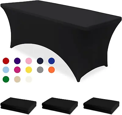 Mantel De Spandex Negro Paquete De 3 Fundas De Mesa Elasticas De 6 Pies Mantel • $55.12