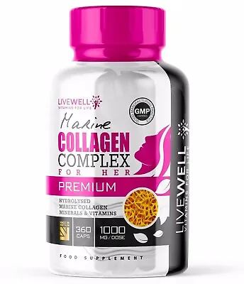 Marine Collagen Complex For Her | Vitamins B2 C & E | Hair Skin Nails Tablets • £54.99