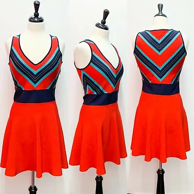 Z Spoke Zac Posen Sleeveless Multi Stripe Fit & Flare Dress Women's Size L • $99.95