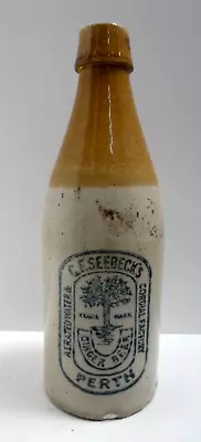 Antique C.f.seebeck's Perth Tree Stoneware Bendigo Pottery Ginger Beer Bottle • $69