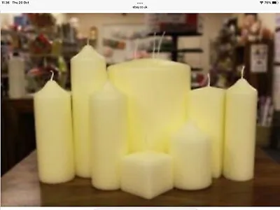£7.90 • Buy Church Pillar Candles - High Quality Ivory Large Unscented Long Burn Wax