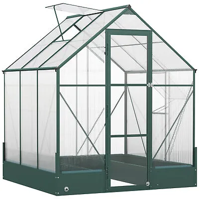 £299.99 • Buy Outsunny Walk-in Greenhouse Garden Polycarbonate Aluminium W/ Smart Window 6x6ft