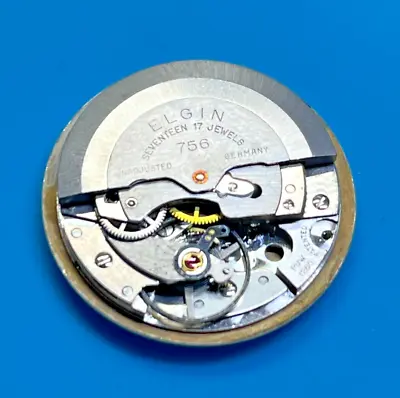 Vintage Elgin 756 Automatic Watch Movement PUW 1260 For Parts Repair • $13.99