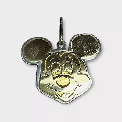 Disney DLC Sterling 925 Silver 14k Gold Overlay Mickey Mouse Head Pendant • $45