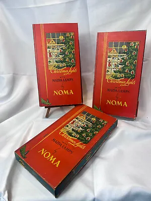 3 Noma Christmas Lights W/ Mazda Lamps Bulbs Bakelite Plugs Original Box 1939 • $39.95