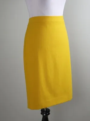J.CREW Factory $89 Solid Yellow Lined The Pencil Skirt Double Serge Wool Size 10 • $34.99