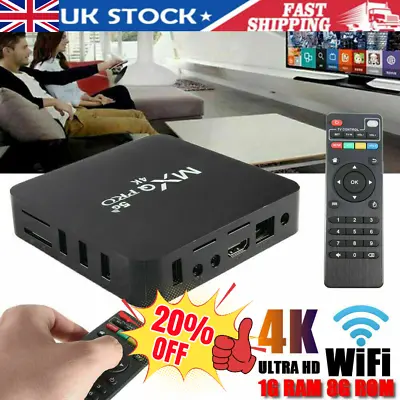 MXQ Pro Media Player Smart TV Box Quad Core 4K HD 2.4GHz WiFi 1080P 3D Media UK • £22.49