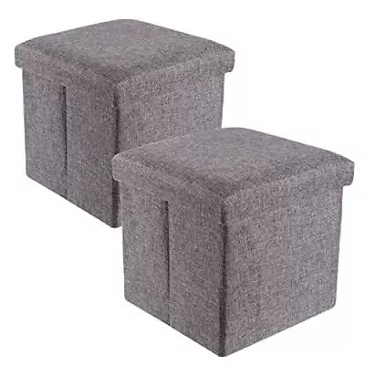  Square Ottomans With Storage Foot Rest Stool SeatFoldable Grey-set Of 2 • $41.66