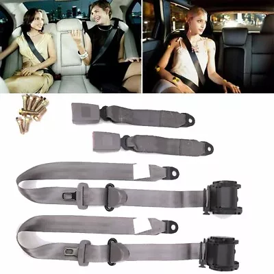 2x Retractable 3 Point Safety Seat Belt Straps Car Vehicle Adjustable Belt Kit • $45.71