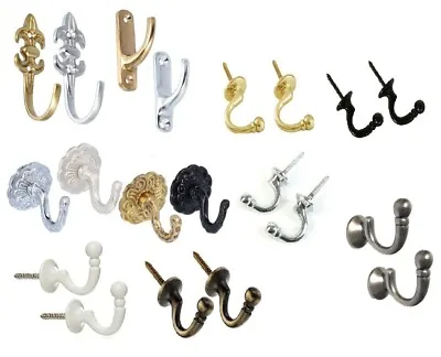 2x CURTAIN TIE BACK HOOKS RANGE Modern & Classic Designs Screw In Tassel Hold • £6.14