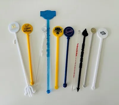 10 X Collectible Cocktail Swizzle Stick Stirrers Mixed Hotel Restaurant Reusable • £6.95