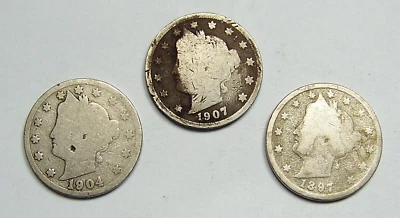 $1.50 • Buy LOT  OF  3   Liberty Head V Nickels                                   *90603214
