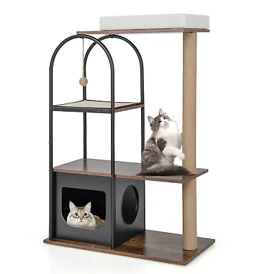 118CM Tall Cat Tree Tower Top Kitty Bed House Condo Furniture Scratching Post • $119.95