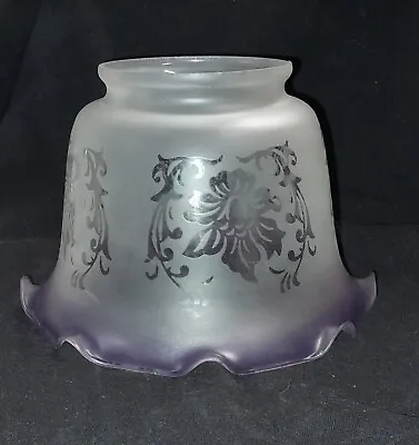 VV French Vianne Vintage Satin Etched Glass Purple  Ruffeld Edge 4'' Fitter • $15