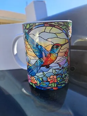 Stained Glass Hummingbird In Flight Coffee Mug 15 Oz Ceramic Mug Gift Free Ship • $15.95