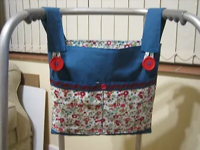 Walking/zimmer Frame Bag With 4 Pockets - Teal/floral • £11.50