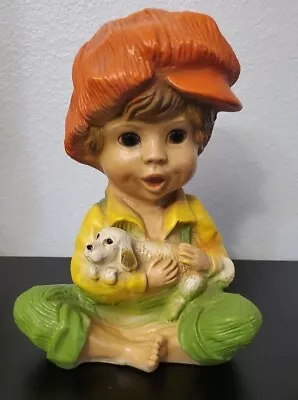 Vintage Universal Statuary 1974 Young Boy W/Puppy Statue #293 Kitschy • $14.25