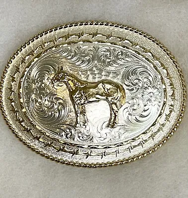 Montana Silversmiths Belt Buckle Quarter Horse Stand Alone Rodeo Cowboy Two-Tone • $54.98